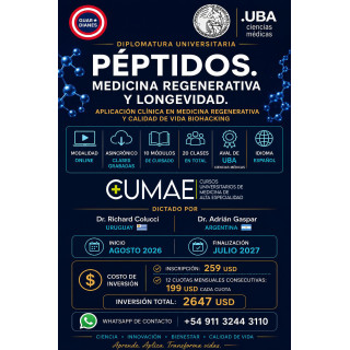 Inscripción Diplomatura Universitaria en Péptidos Medicina Regenerativa y Longevidad
