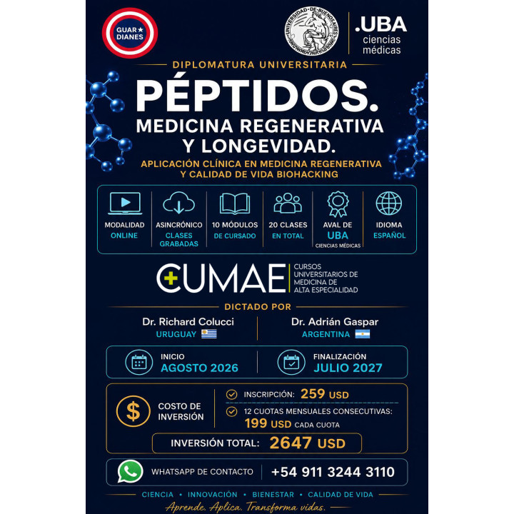 Inscripción Diplomatura Universitaria en Péptidos Medicina Regenerativa y Longevidad